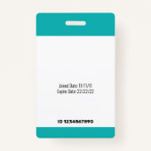 Badge Code-barres Modèle photo Turquoise Vert Médicale p (Dos)