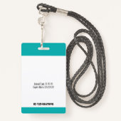 Badge Code-barres Modèle photo Turquoise Vert Médicale p (Derrière avec lanière)