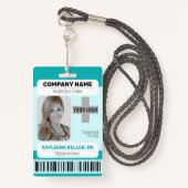 Badge Code-barres Modèle photo Turquoise Vert Médicale p (Devant avec lanière)