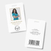 Badge Code-barres or simple - Employé photo (Avant & arrière)