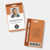 Badge Code-barres personnalisé du nom de l'employé avec  (Avant & arrière)