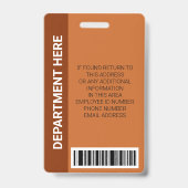 Badge Code-barres personnalisé du nom de l'employé avec  (Arrière)