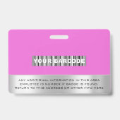 Badge Code-barres personnalisé pour employé Logo Nom Sca (Arrière)