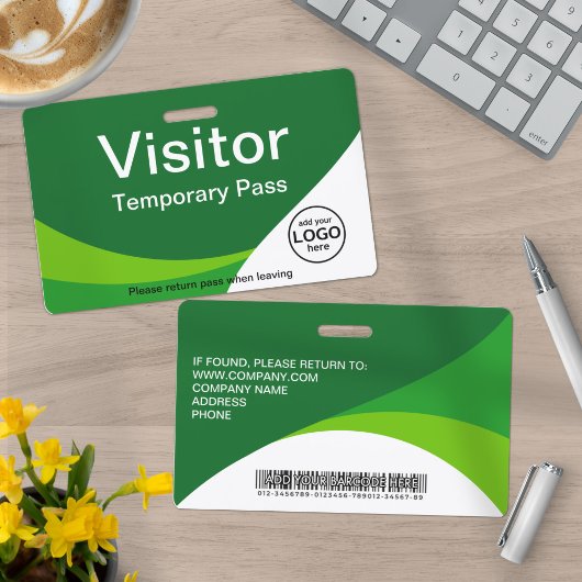 Badge Code-barres personnalisé vert pour carte de visite