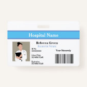 Badge Code-barres photo de l'employé personnalisé Nom du (Devant)