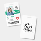 Badge Code-barres photo de l'infirmière autorisée profes (Avant & arrière)