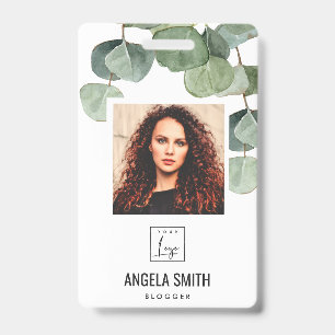 BADGE CODE-BARRES PHOTO EMPLOYÉ EUCALYPTUS VERT NOM