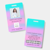 Badge Code-barres photo IDNumber Therapy Nurse Doctor He (Avant & arrière)