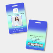 Badge Code-barres Photo Infirmière Médecin Santé Blue Ho (Recto et verso)