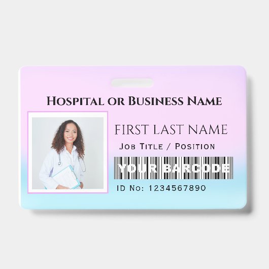 Badge Code-barres Photo Infirmière Médecin Santé Horizon (Avant)