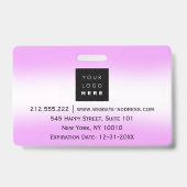 Badge Code-barres Photo Infirmière Médecin Santé Rose Hô (Arrière)