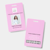 Badge Code-barres Photo Infirmière Médecin Santé Urgence (Avant & arrière)