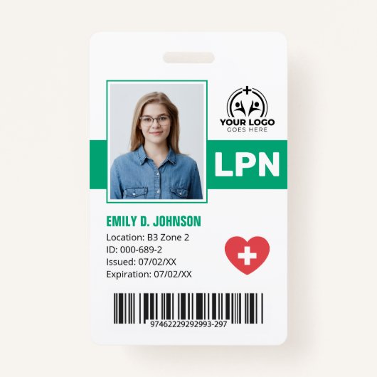 Badge Code-barres photo LPN professionnel (Devant)