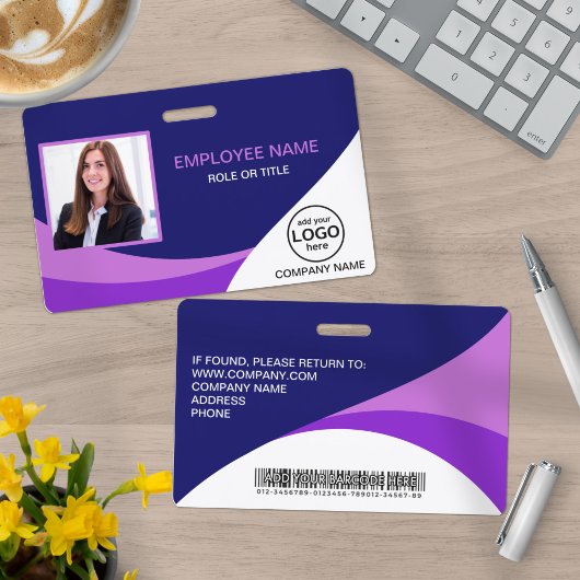 Badge Code-barres violet personnalisé pour employés d'en