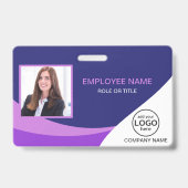 Badge Code-barres violet personnalisé pour employés d'en (Avant)