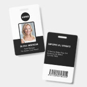 Badge Code de la barre de l'ID photo de l'employé noir S (Avant & arrière)