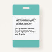 Badge Code de la barre de logo de la carte d'identité de (Dos)