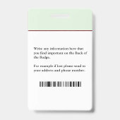 Badge Code de la barre de logo de l'employé-e (Arrière)