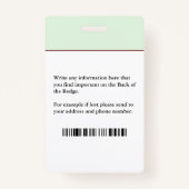 Badge Code de la barre de logo de l'employé-e (Dos)