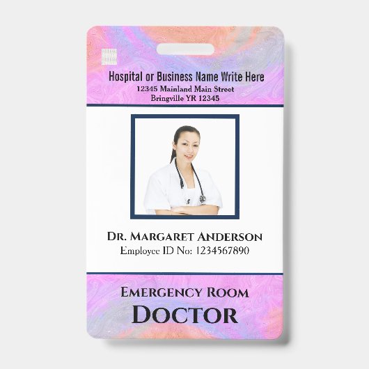 Badge Code de la barre de logo de l'employé Nom de la ph (Avant)