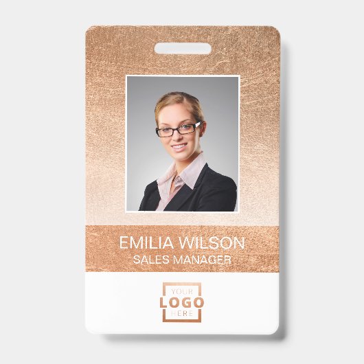 Badge Code de la barre de logo de l'entreprise Rose phot (Avant)