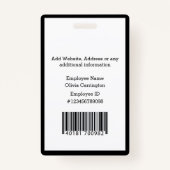 Badge Code de la barre de photos de l'employé personnali (Dos)
