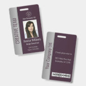 Badge Code de la barre de photos de l'employé personnali (Avant & arrière)