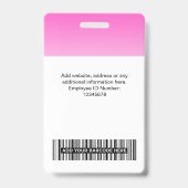 Badge Code de la barre de photos de l'employé rose Nom d (Arrière)