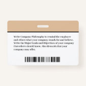 Badge Code de la barre du logo photo de l'employé person (Dos)