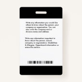 Badge Code de la barre du logo photo de l'entreprise (Dos)