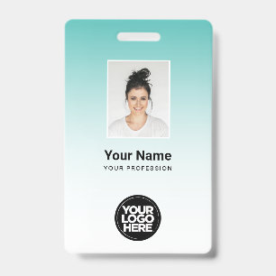 Badge Code de la barre photo de l'employé Aqua Nom du lo