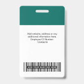 Badge Code de la barre photo de l'employé Emerald person (Arrière)