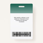 Badge Code de la barre photo verte personnalisée Nom du (Dos)