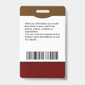 Badge Code de la carte d'identité Code barre Photo Emplo (Arrière)