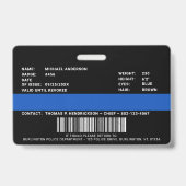 Badge Code de l'agent photo personnalisé du service de p (Dos)