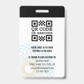 Badge Code de l'employé de l'entreprise personnalisée Ba (Dos)