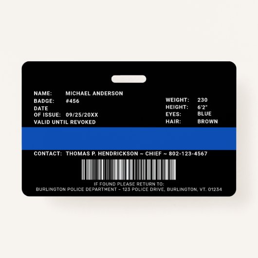 Badge Code de l'officier de police (Dos)