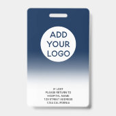 Badge Code de logo de photo d'infirmière ombré bleu mari (Arrière)