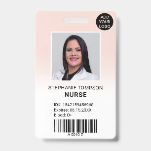 Badge Code de logo de photo d'infirmière ombré rose prof