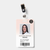 Badge Code de logo de photo d'infirmière ombré rose prof (Avant avec clip)