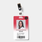 Badge Code de logo de photo d'infirmière ombré rouge pro (Avant avec clip)