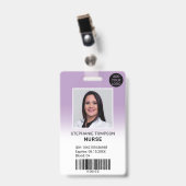 Badge Code de logo de photo d'infirmière ombré violet pr (Avant avec clip)