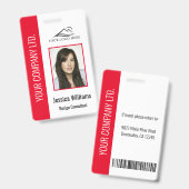 Badge Code de sécurité de l'employé de l'entreprise roug (Avant & arrière)