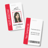 Badge Code de sécurité de l'employé de l'entreprise roug (Avant & arrière)