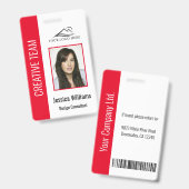 Badge Code de sécurité de l'employé de l'entreprise roug (Avant & arrière)