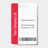 Badge Code de sécurité de l'employé de l'entreprise roug (Arrière)