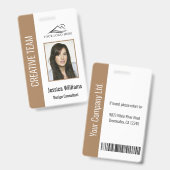 Badge Code de sécurité des employés d'entreprise Beige p (Avant & arrière)