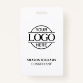 Badge Code d'employé blanc noir avec logo d'entreprise p (Dos)