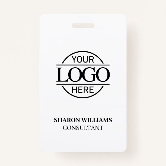 Badge Code d'employé blanc noir avec logo d'entreprise p (Dos)