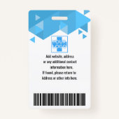 Badge Code d'employé bleu personnalisé, photo, nom (Dos)